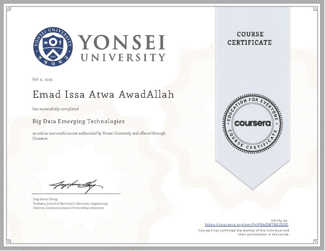 Big Data Emerging Technologies Certificate